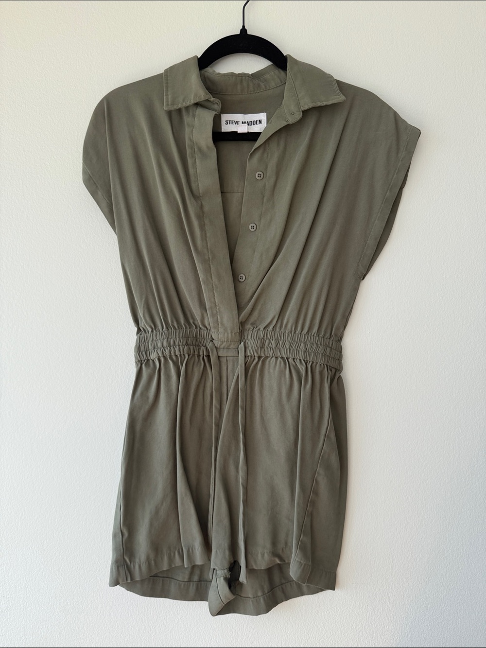 Steve Madden Olive Utility Shirt Romper